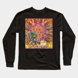 Balancing rock in psychedelic landscape Long Sleeve T-Shirt